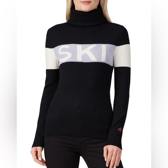 Perfect Moment Sweaters - Perfect Moment Ski Merino Wool Sweater Mock Neck Base Layer M Black Blue Purple